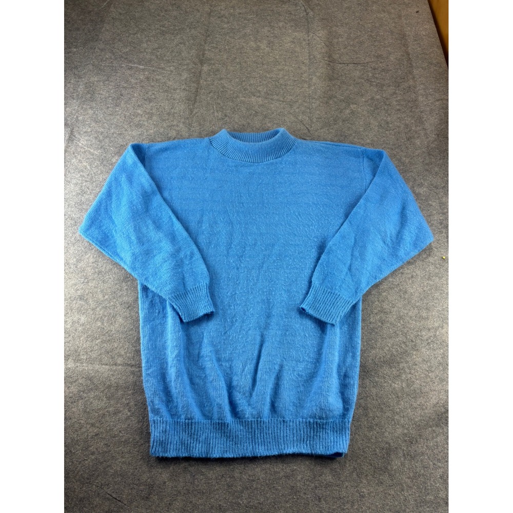 Haband For Her Vintage Blue Mock Neck Knit Sweater Made in USA Size 1X Preppy